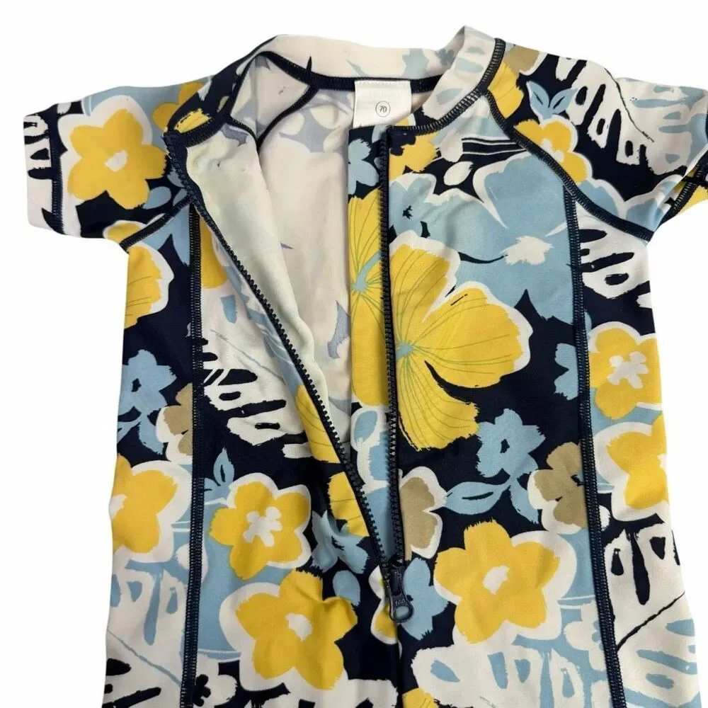 Hanna Andersson Front Zip One Piece Rash Guard Swimsuit size 70